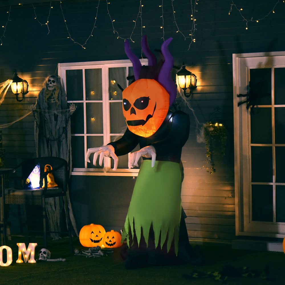 HOMCOM Halloween Inflatable Pumpkin Ghost 8ft Image 7