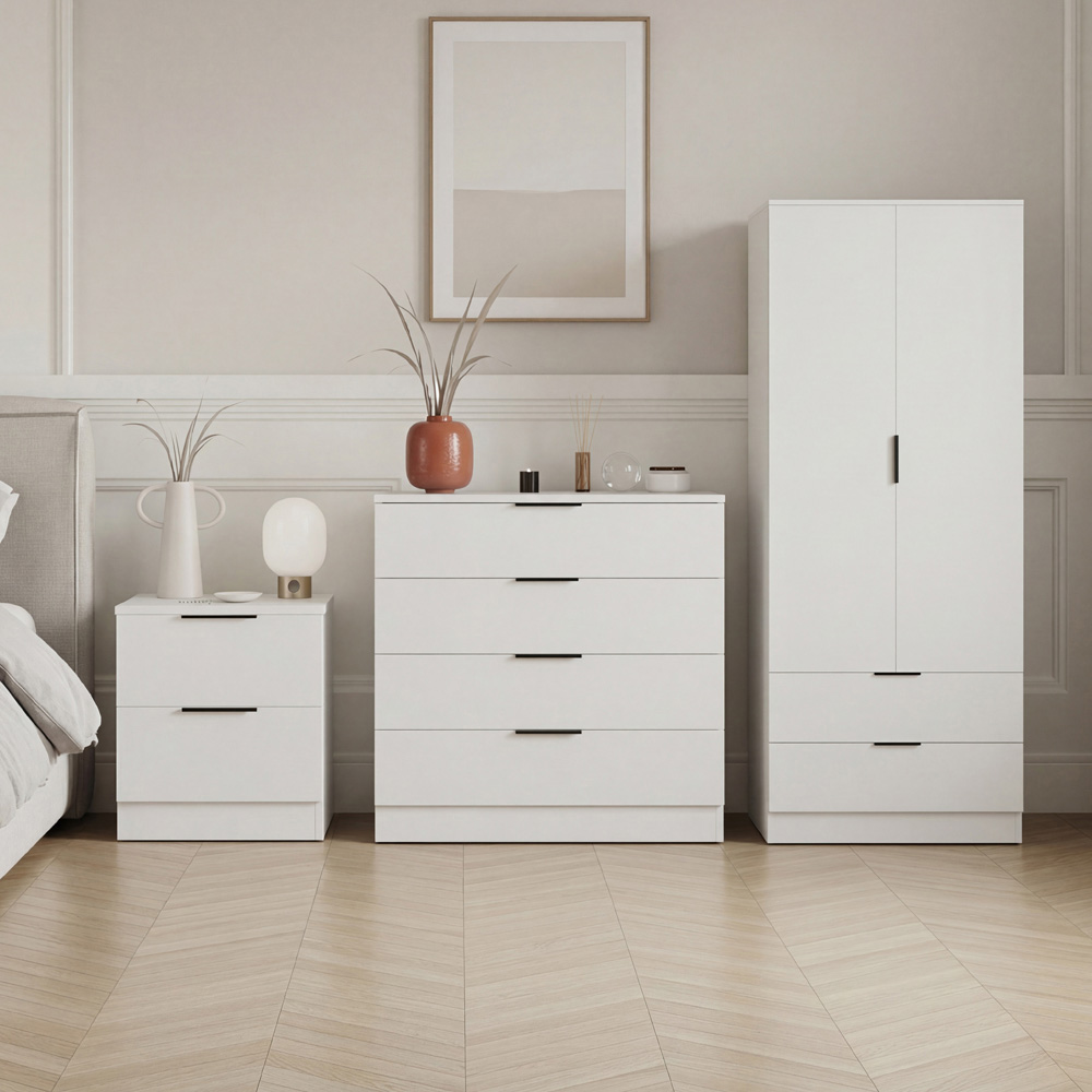 VIDA DESIGNS Trega White 3 Piece Bedroom Furniture Set Image 5