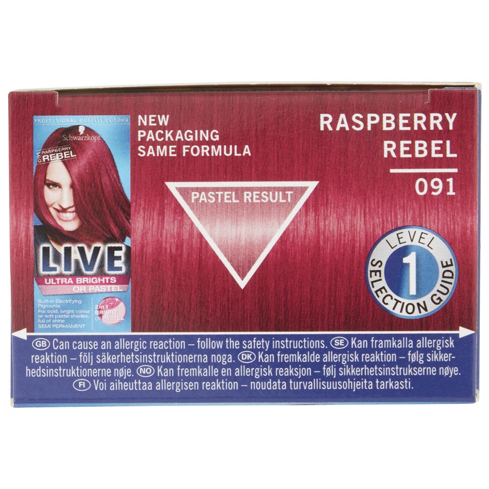 Schwarzkopf LIVE Ultra Brights or Pastel Raspberry  Rebel 091 Semi-Permanent Hair Dye Image 3