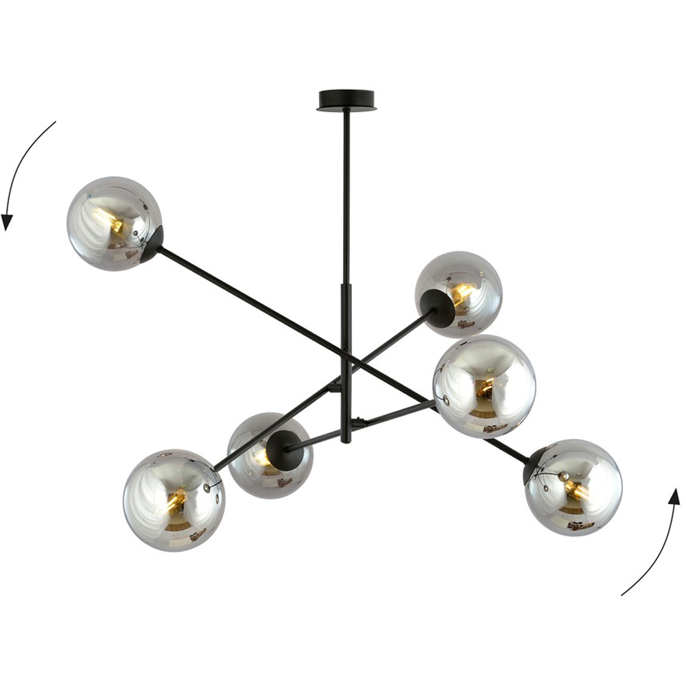 Emibig Linear 6 Light Graphite Shade Black Pendant Lamp Image 6