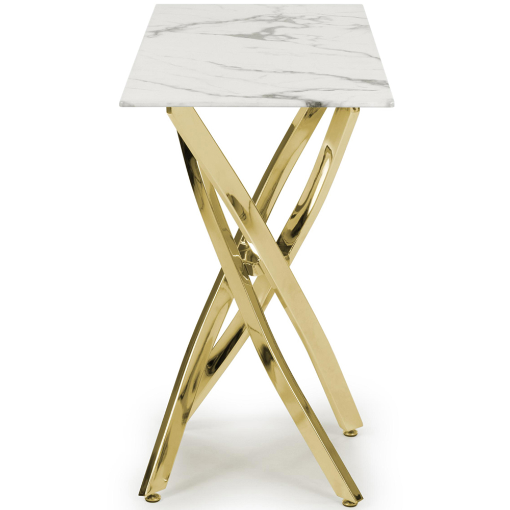 wilko Monaco Gold and White Marble Glass Console Table Image 4