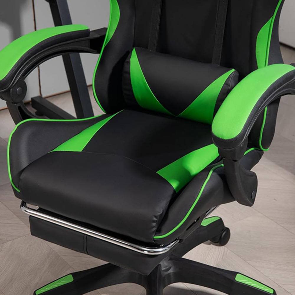 Home Treats Green Reclining Gaming Chair with Massage Cushion and Footrest Image 3