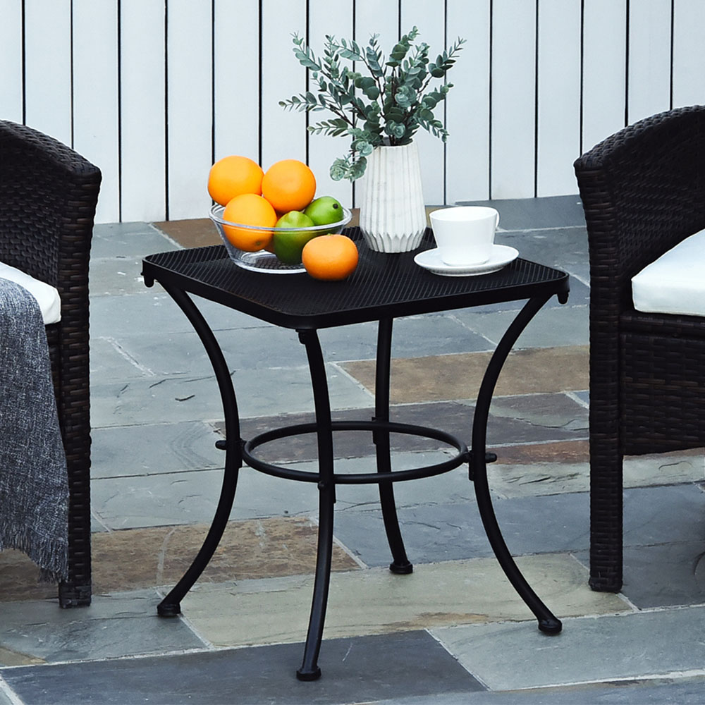 Outsunny Black Metal Square Outdoor Bistro Table Image