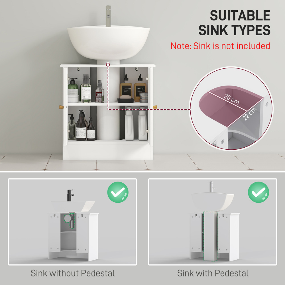 HOMCOM White Bathroom Under Sink Cabinet Image 4