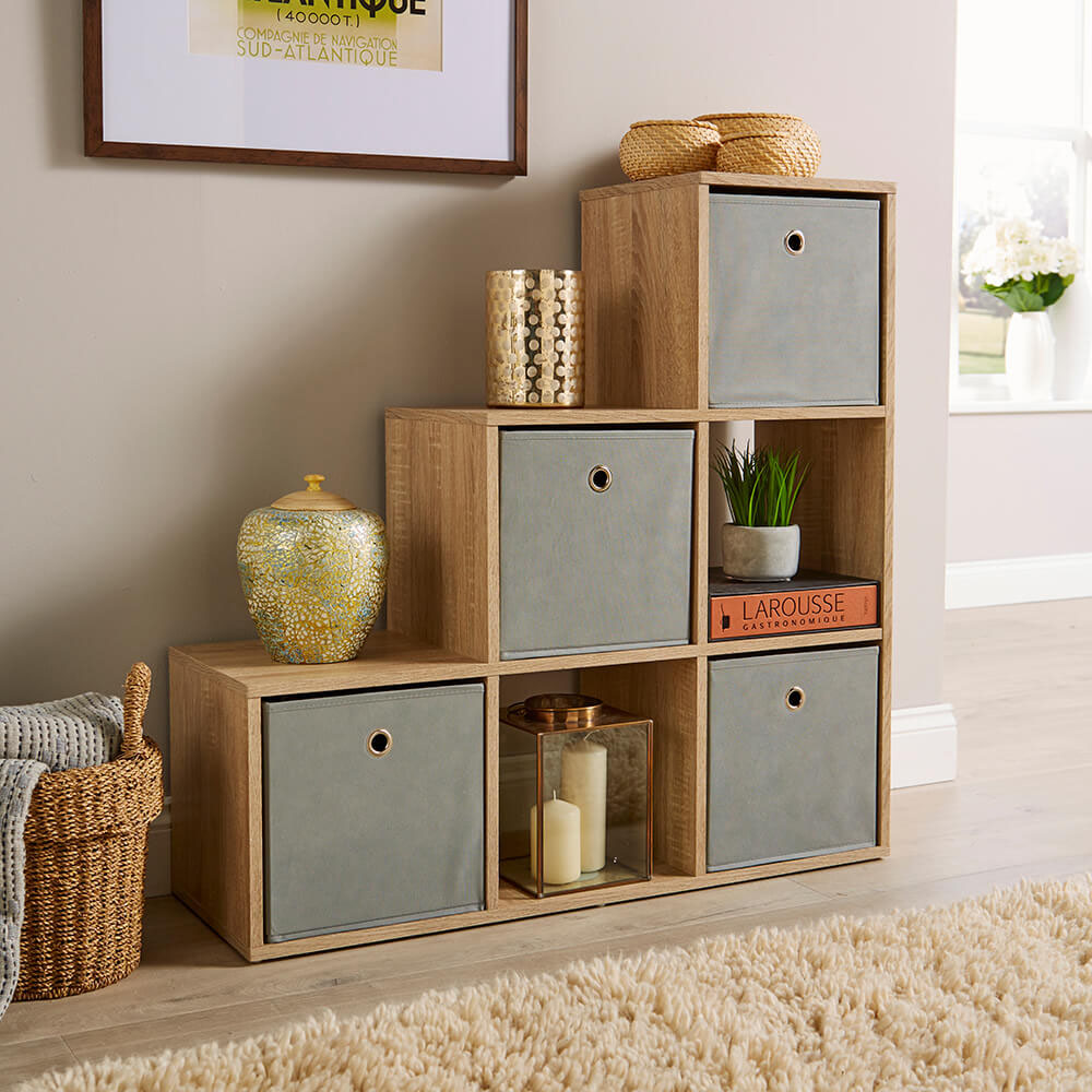 Home Source 6 Cube Oak Storage Unit Image 6