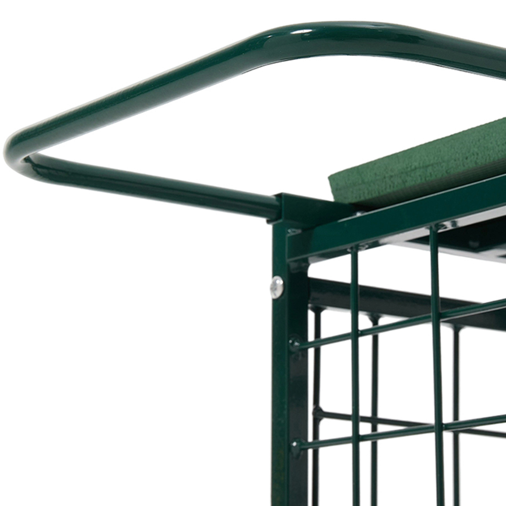 Living and Home Green Garden Work Seat Cart with Storage Image 3