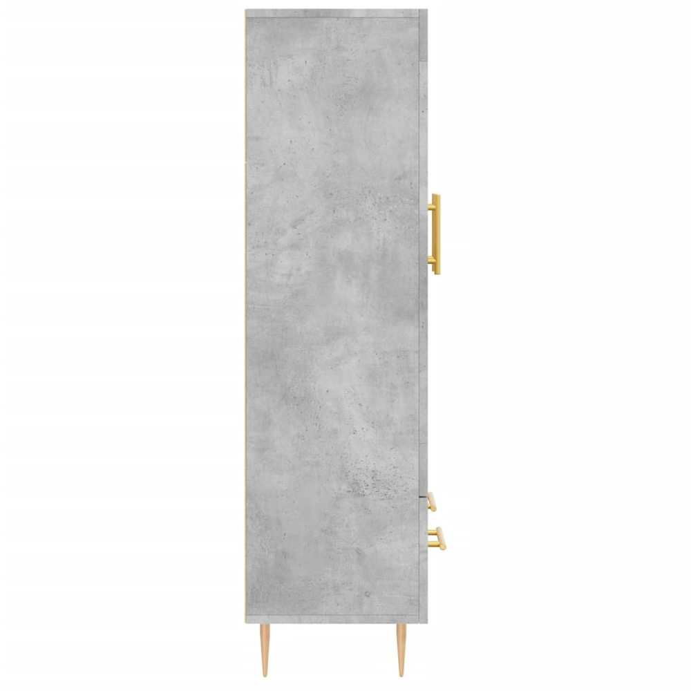 vidaXL 2 Glass Door Single Drawer Concrete Grey Highboard with Gold Handle Image 7