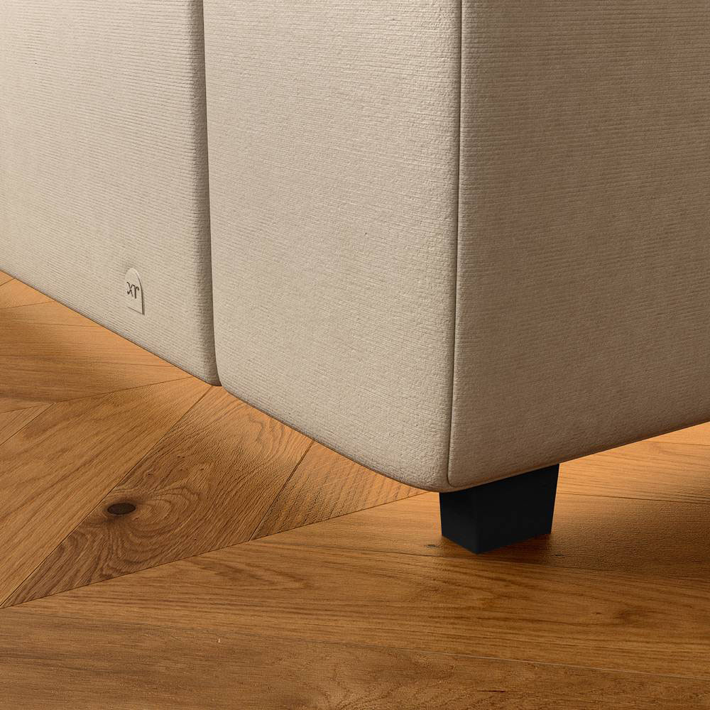 XR Living Maisie King Natural Stone Velvet Ottoman TV Bed with LED Under Frame Image 5