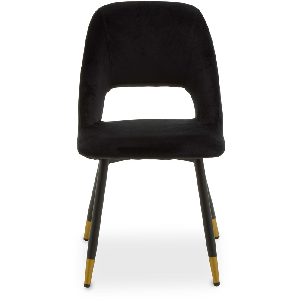 Premier Housewares Warren Gold and Black Velvet Cut-Out Dining Chair Image 2