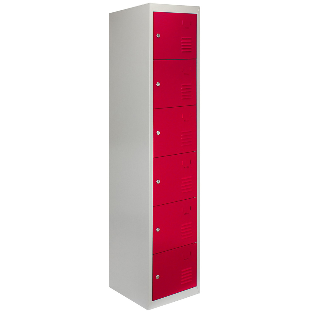 Monstershop 6 Door Red Metal Storage Locker 3 Pack Image 3