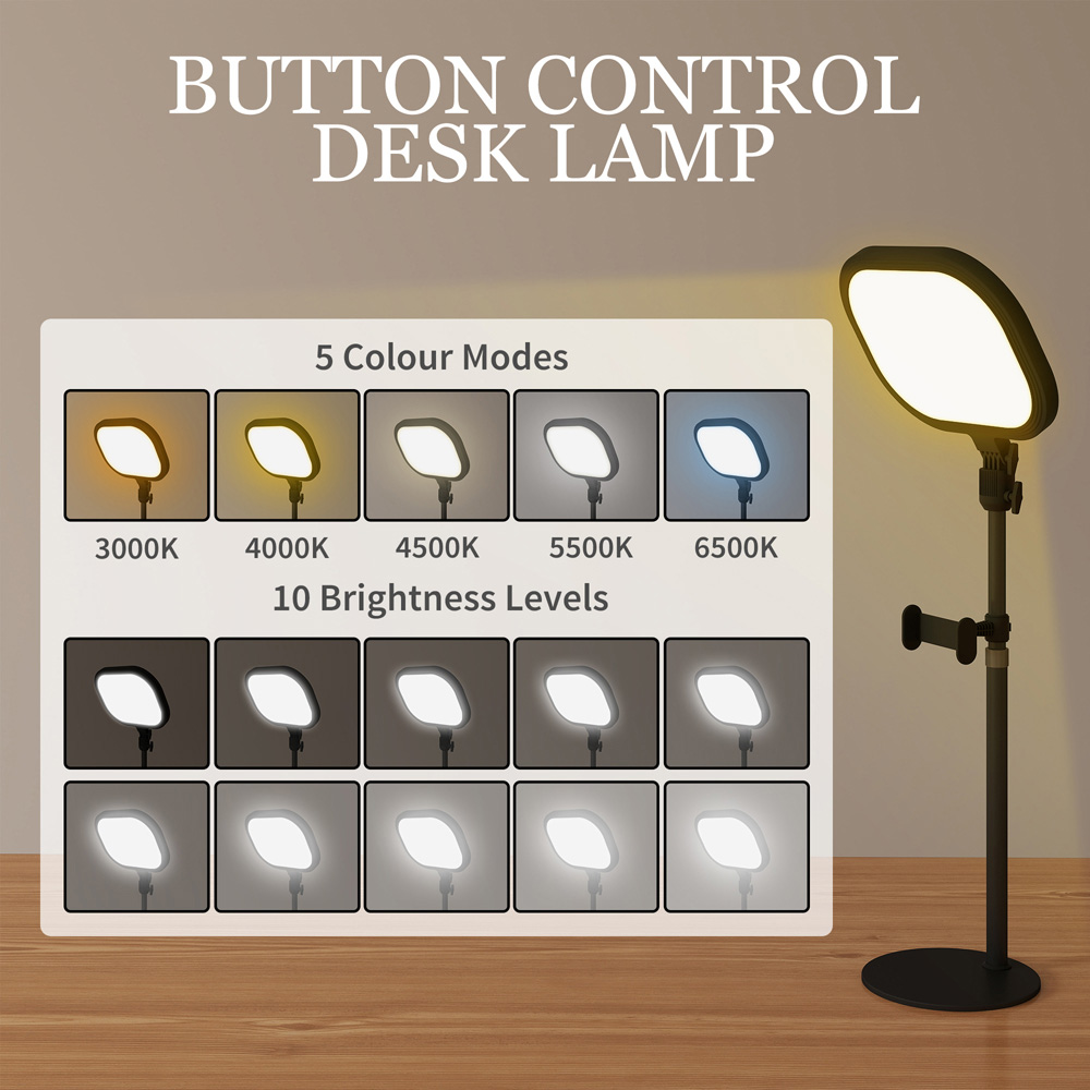HOMCOM Black Dimmable LED Table Lamp with Phone Holder Image 5