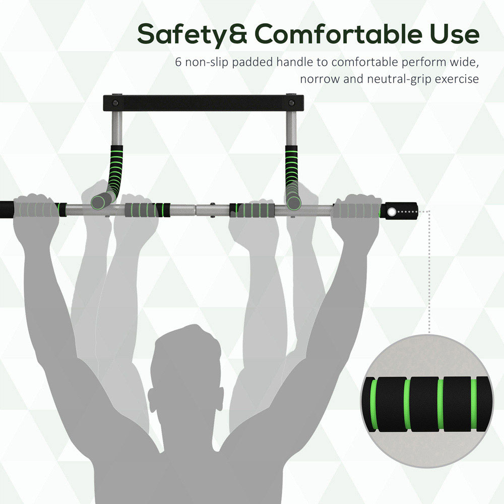 HOMCOM Black and Green Pull Up Bar for Doorway Image 6