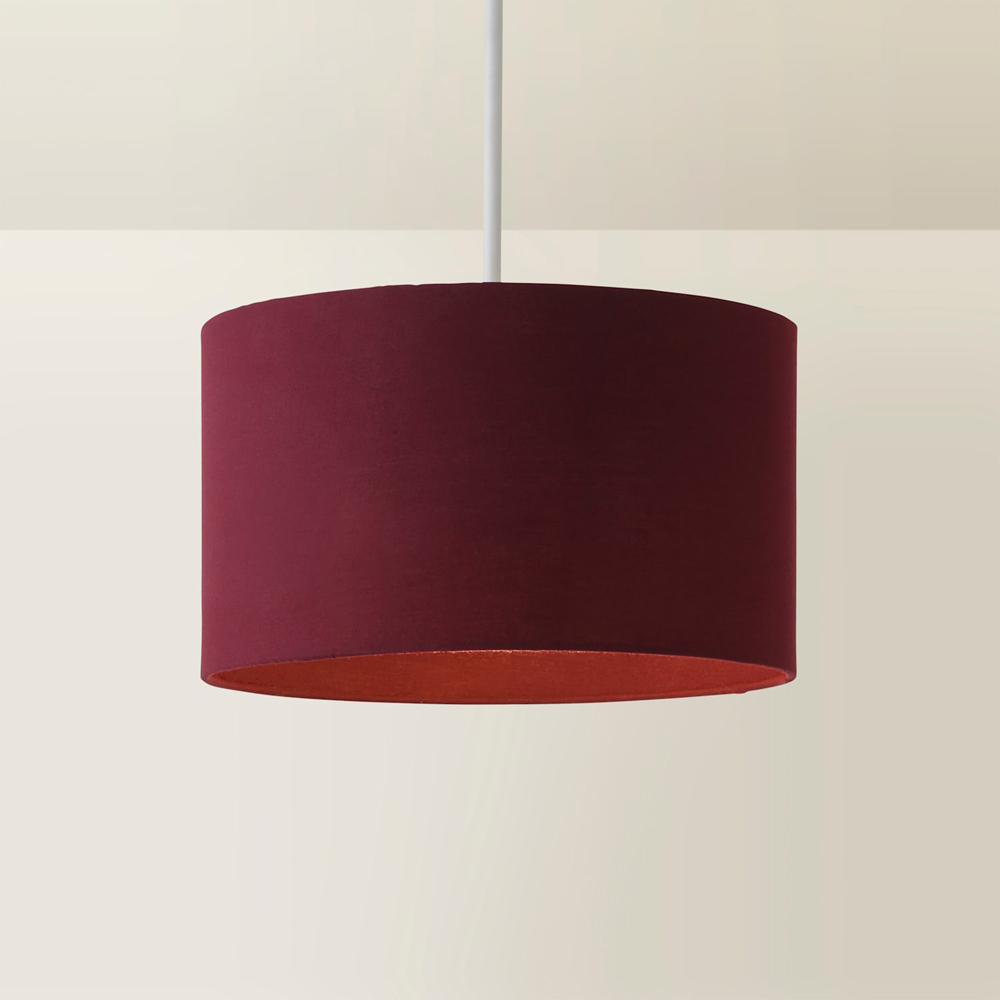 ValueLights Reni Plum Fabric Small Drum Ceiling Lamp Shade Image 5