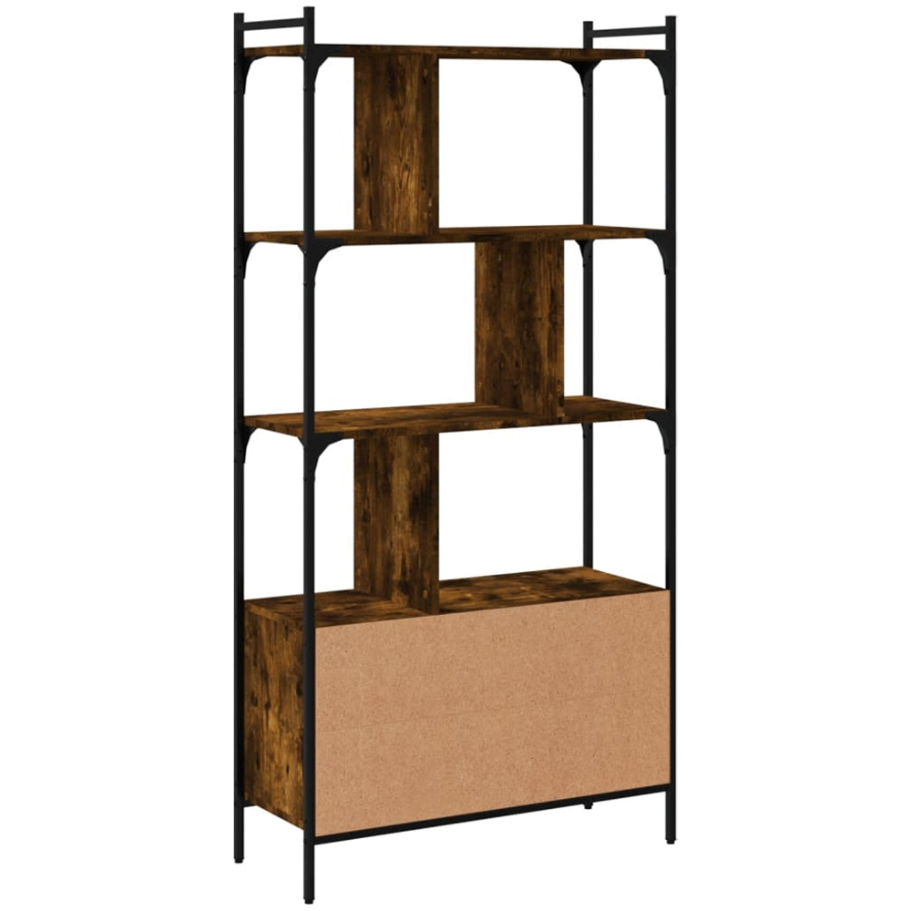 vidaXL 2 Door 6 Shelf Smoked Oak Bookcase Image 7