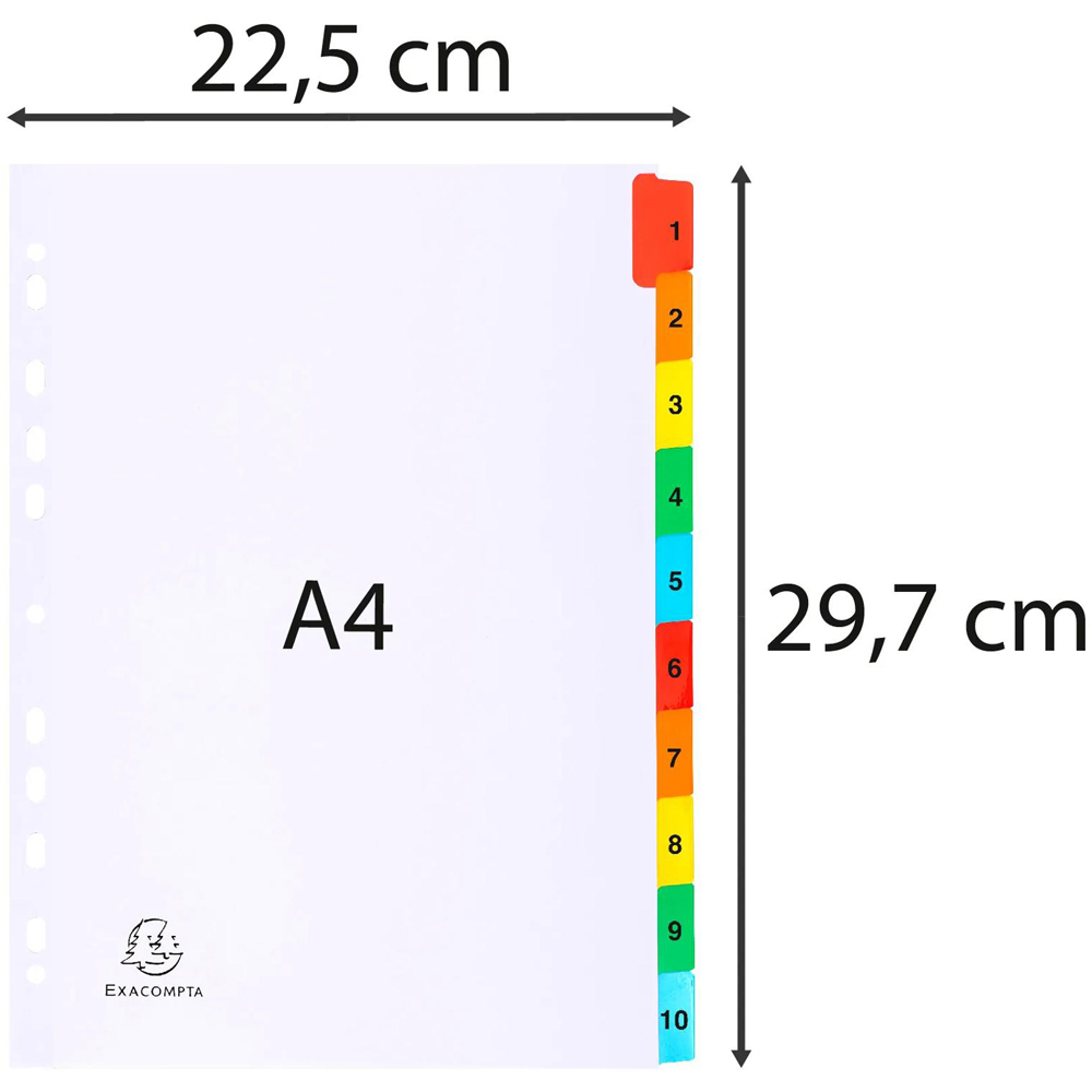 Exacompta A4 White Polypropylene 1-10 Index Divider 20 Pack Image 3