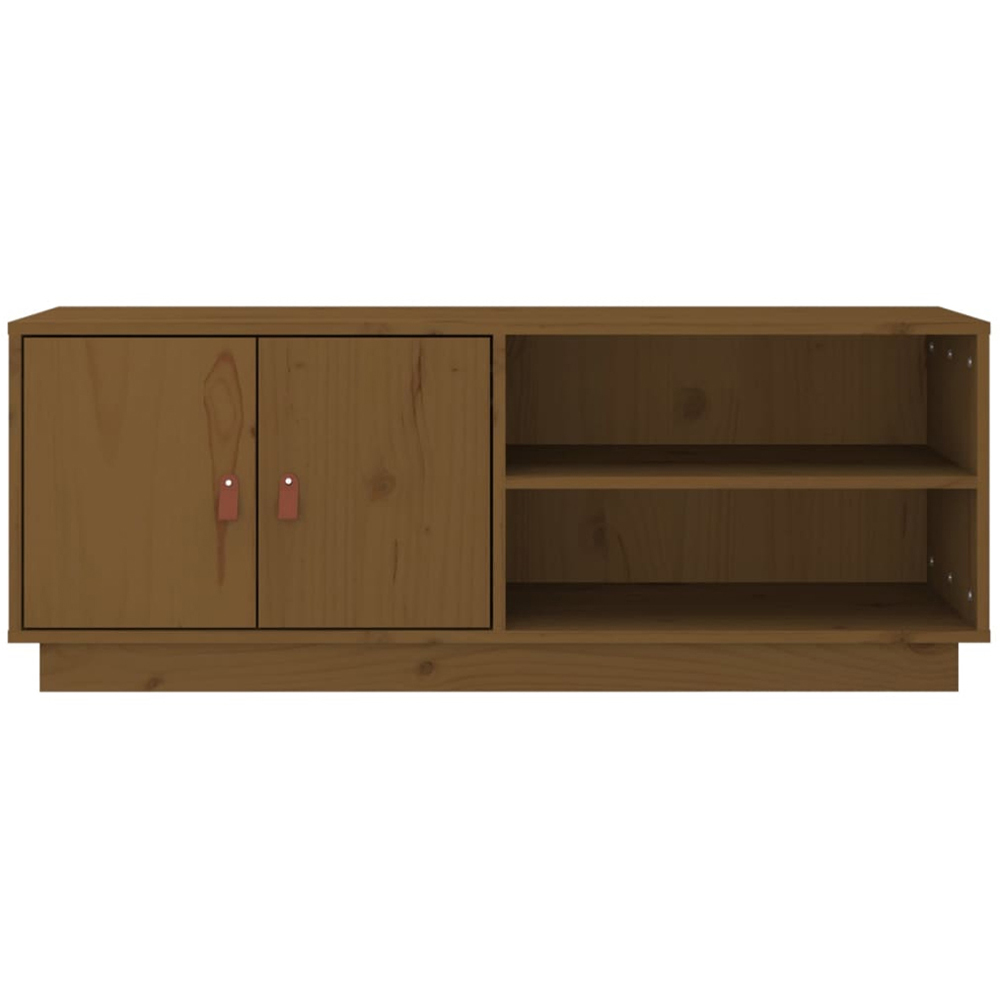 vidaXL 2 Door 2 Shelf Honey Brown Solid Pine Wood TV Cabinet Image 6