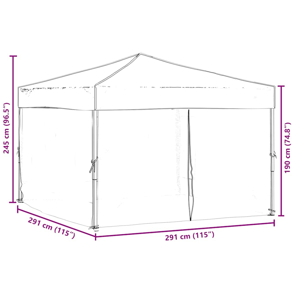vidaXL 3 x 3m Blue Foldable Party Tent with Sidewalls Image 9