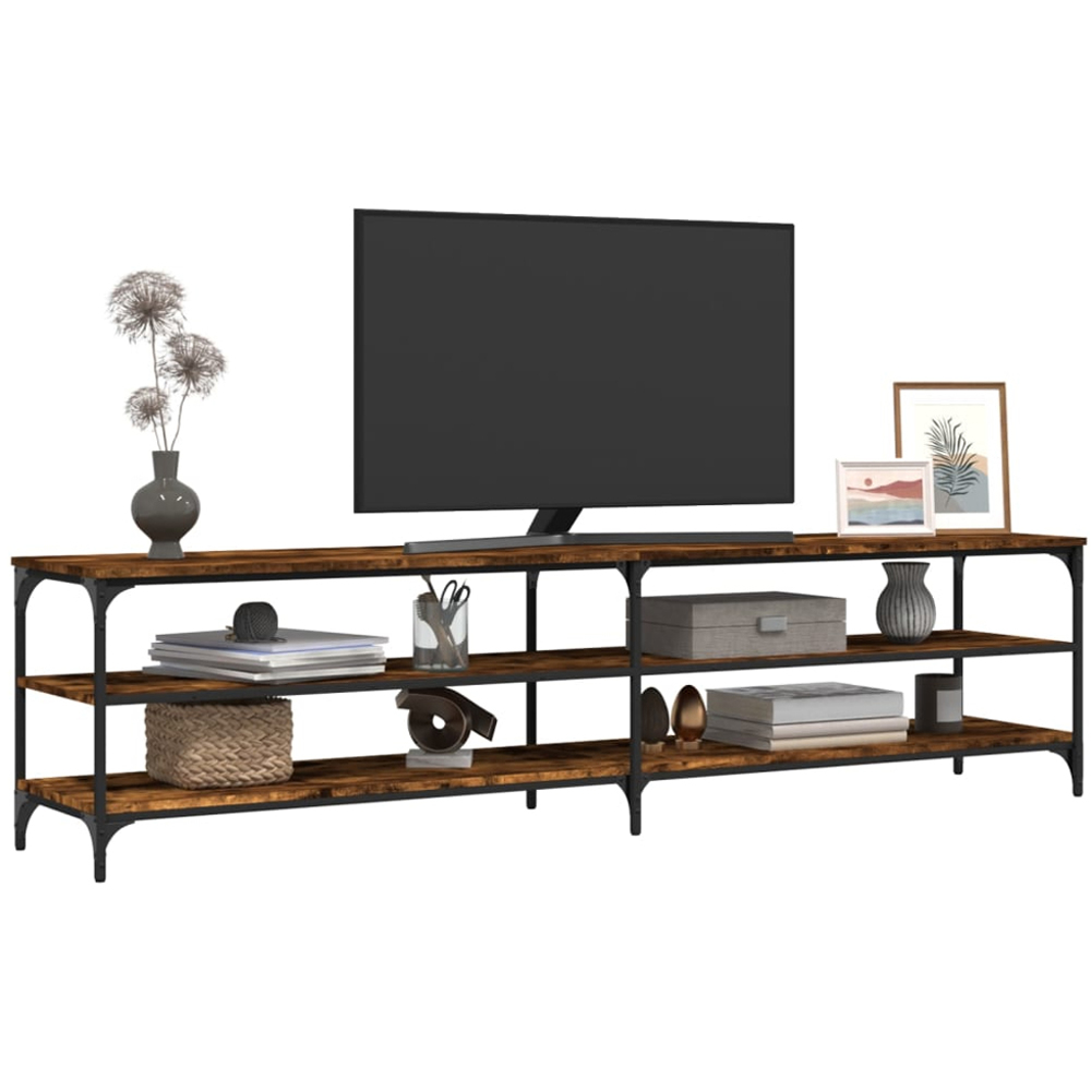 vidaXL 2 Shelf Smoked Oak Industrial Style TV Cabinet Image 4