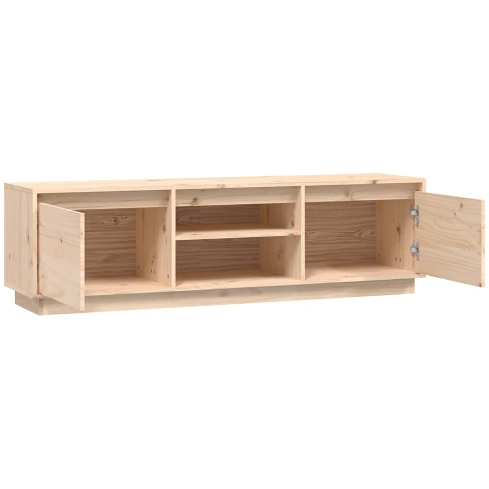 vidaXL 2 Door 2 Shelf Natural Solid Pine Wood TV Cabinet Image 4