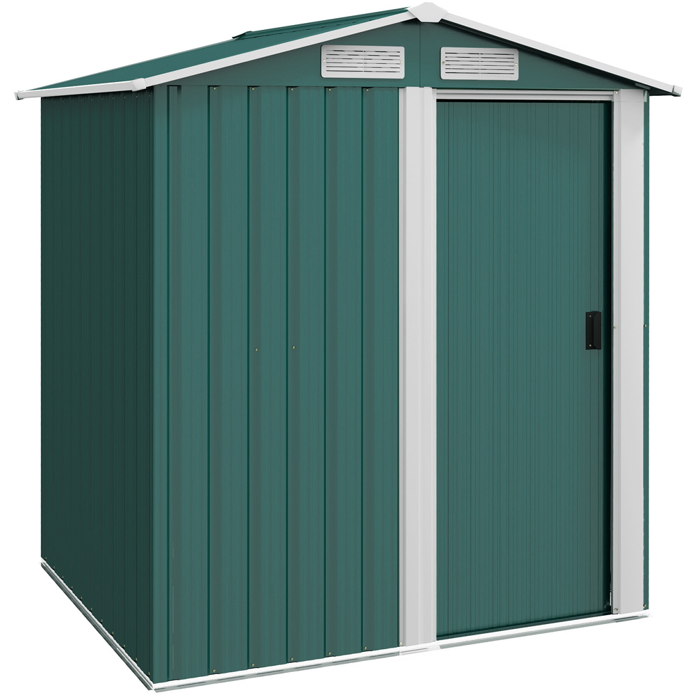 Outsunny 3.6 x 4.5ft Green Metal Apex Garden Tool Shed Image 1