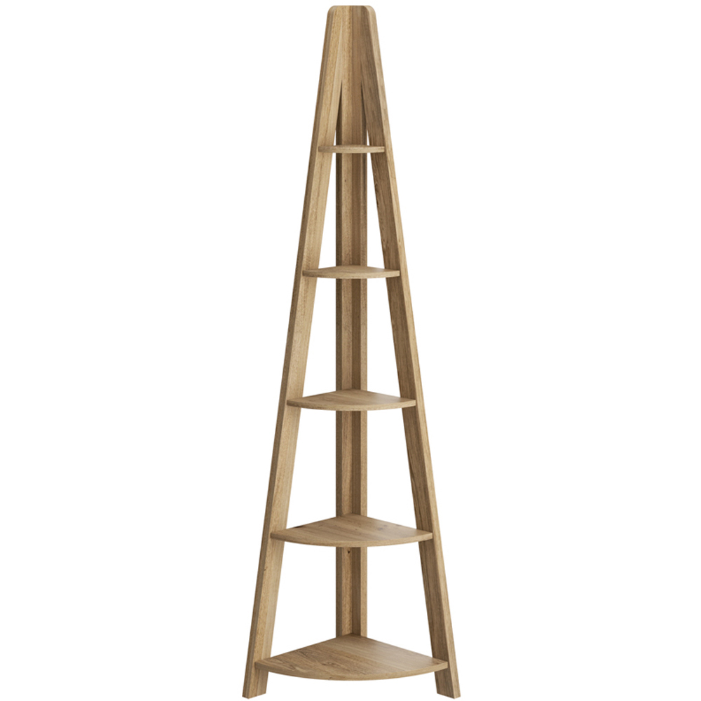 Tiva 5 Shelf Oak Corner Ladder Bookcase Image 3
