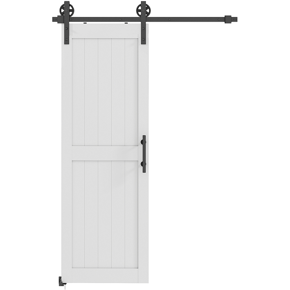HOMCOM White Sliding Barn Door Kit with Track 152.4cm Image