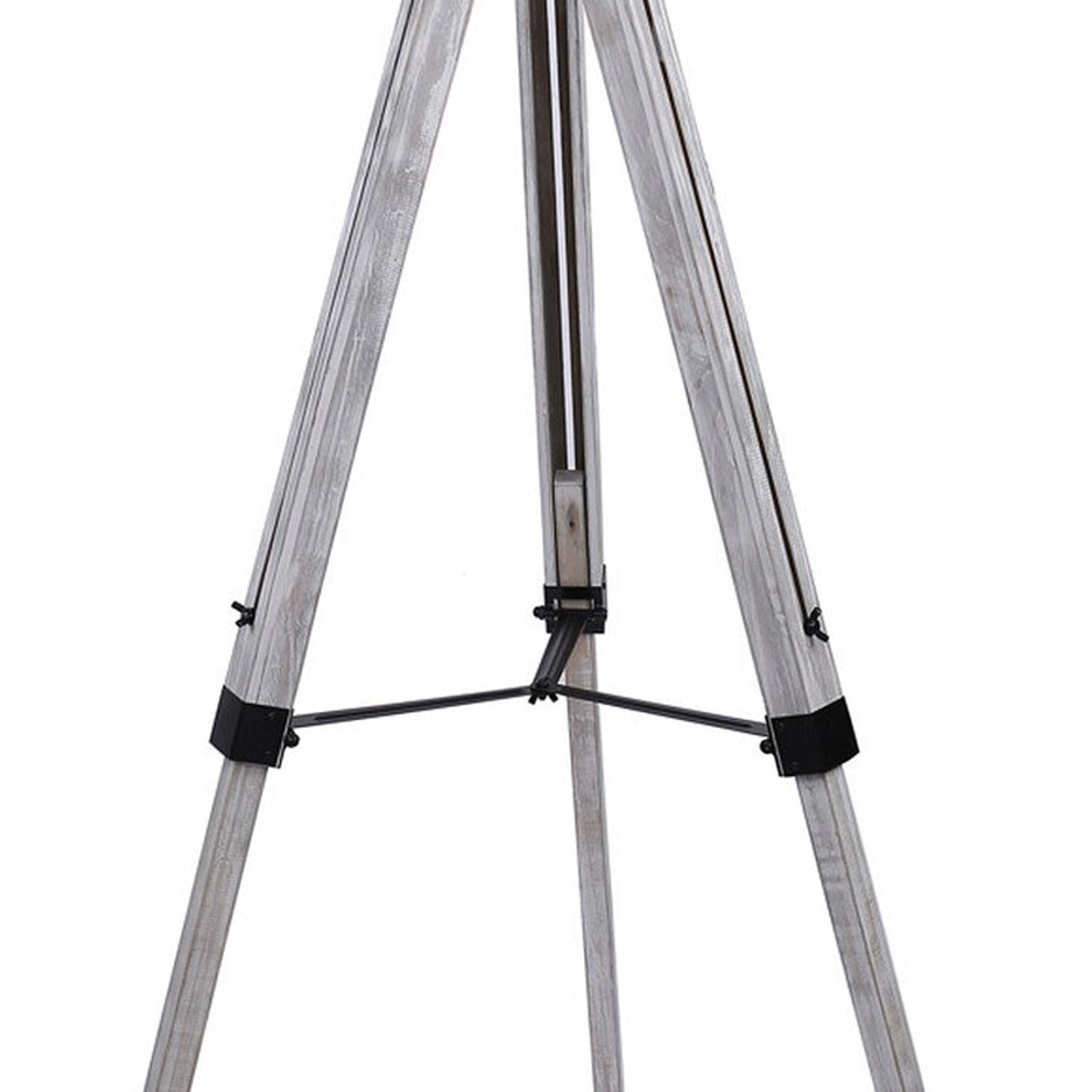 Linen Grey Washed Wood Tripod Floor Lamp Image 5