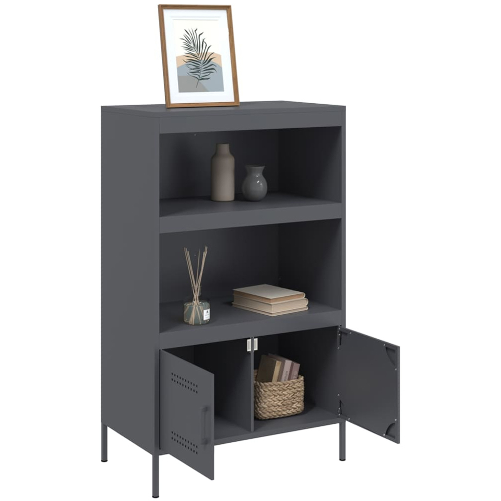 vidaXL 2 Door 2 Shelf Anthracite Metal Highboard Image 5