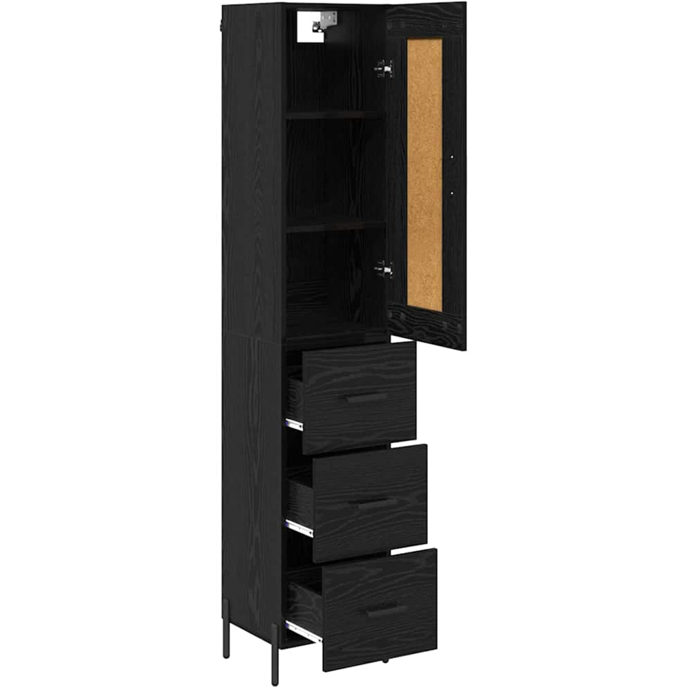 vidaXL Single Door 3 Drawer Black Oak Sideboard Image 5