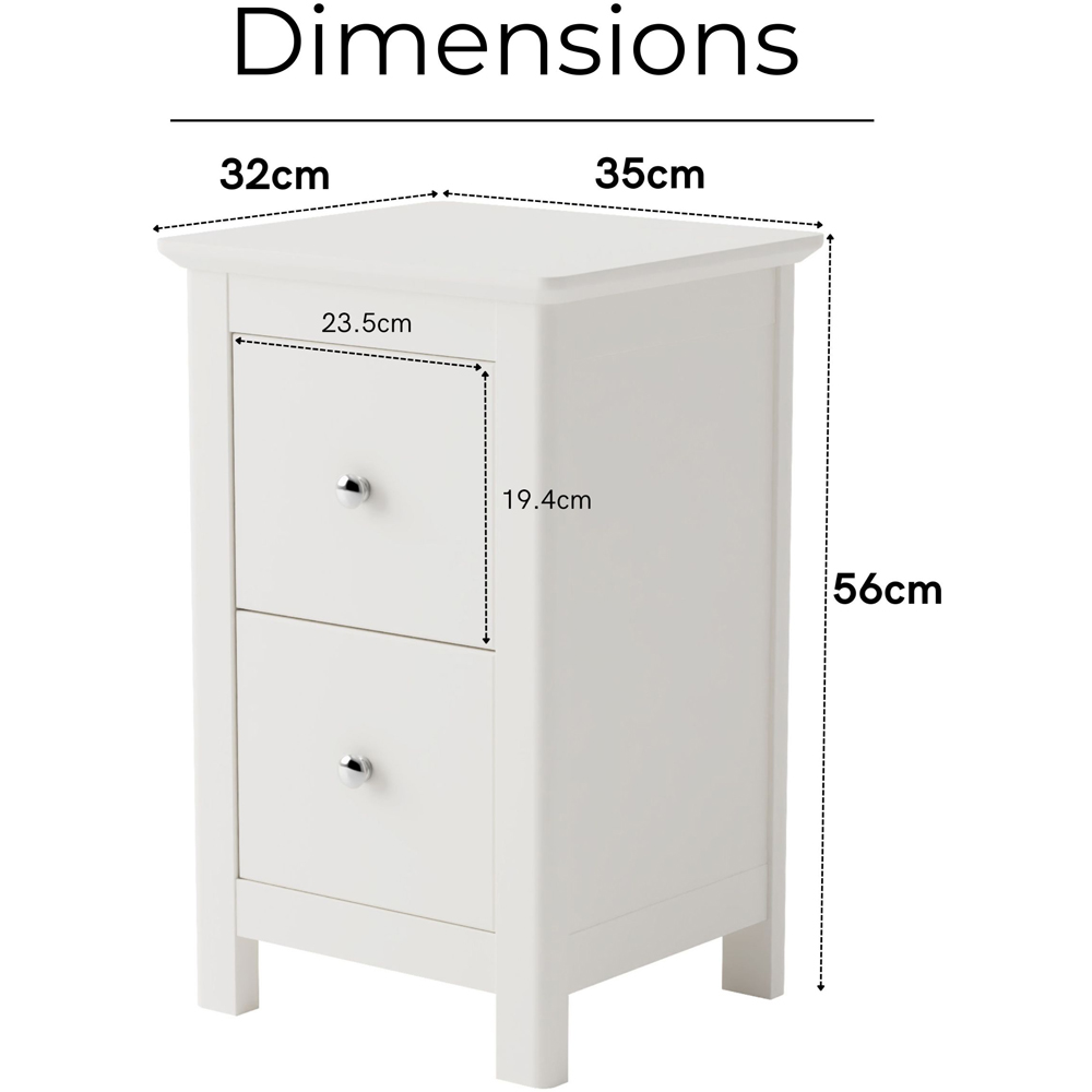 Core Products Nairn 2 Drawer White Petite Bedside Cabinet Image 9