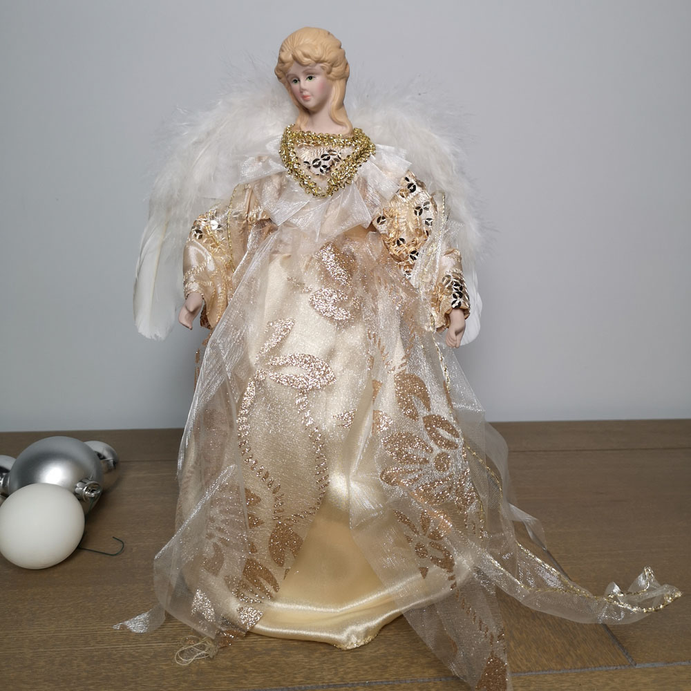 Premier Gold Angel with Feather Wings Christmas Tree Topper 30cm Image 7