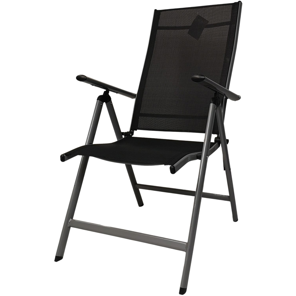 Samuel Alexander Black and Silver Multi Position Reclining Garden Chair Image 2