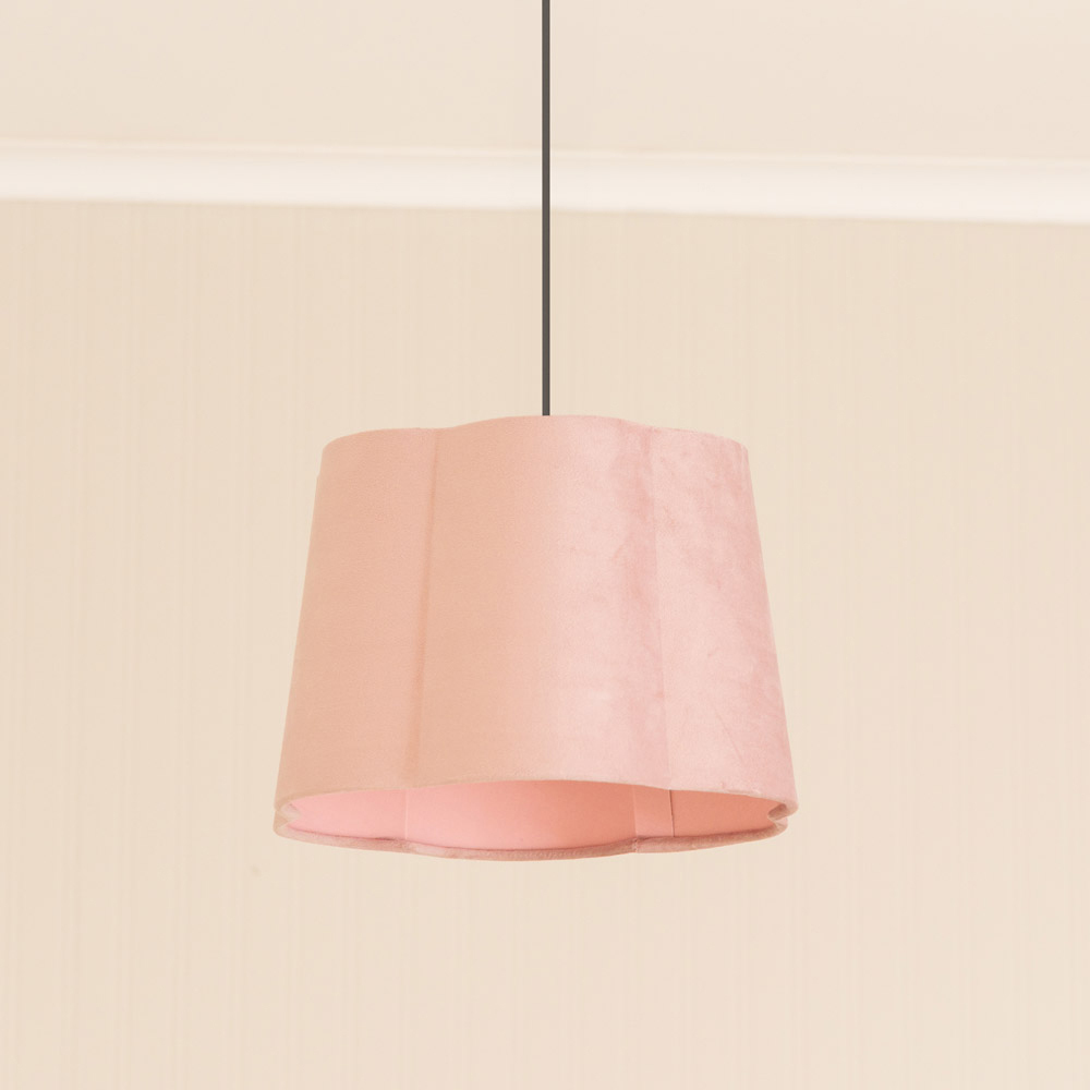 ValueLights Amy Blush Pink Velvet Scallop Lamp Shade Image 3