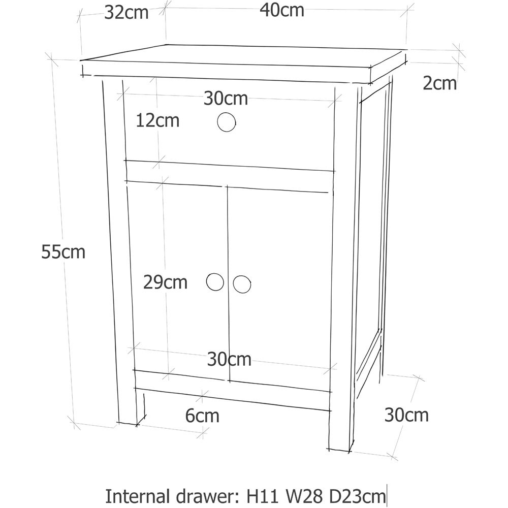 Portofino 2 Door Single Drawer Light Wood Bedside Table with Drop Handle Image 9