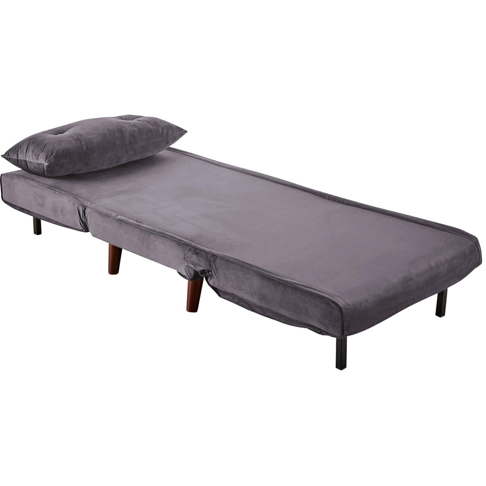 Home Source Morella Single Seater Grey Velvet Folding Sofa Bed with Pillow Image 8