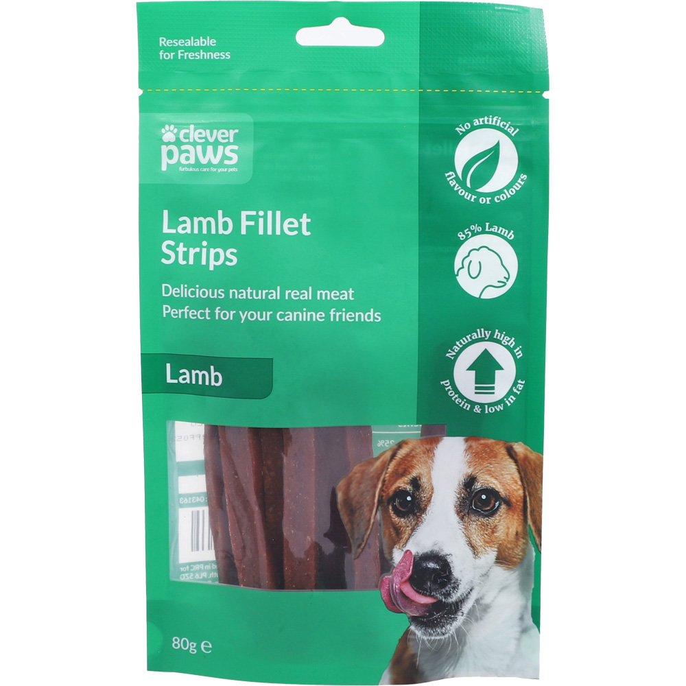 Clever Paws Lamb Fillet Strips Dog Treat 80g Image 1