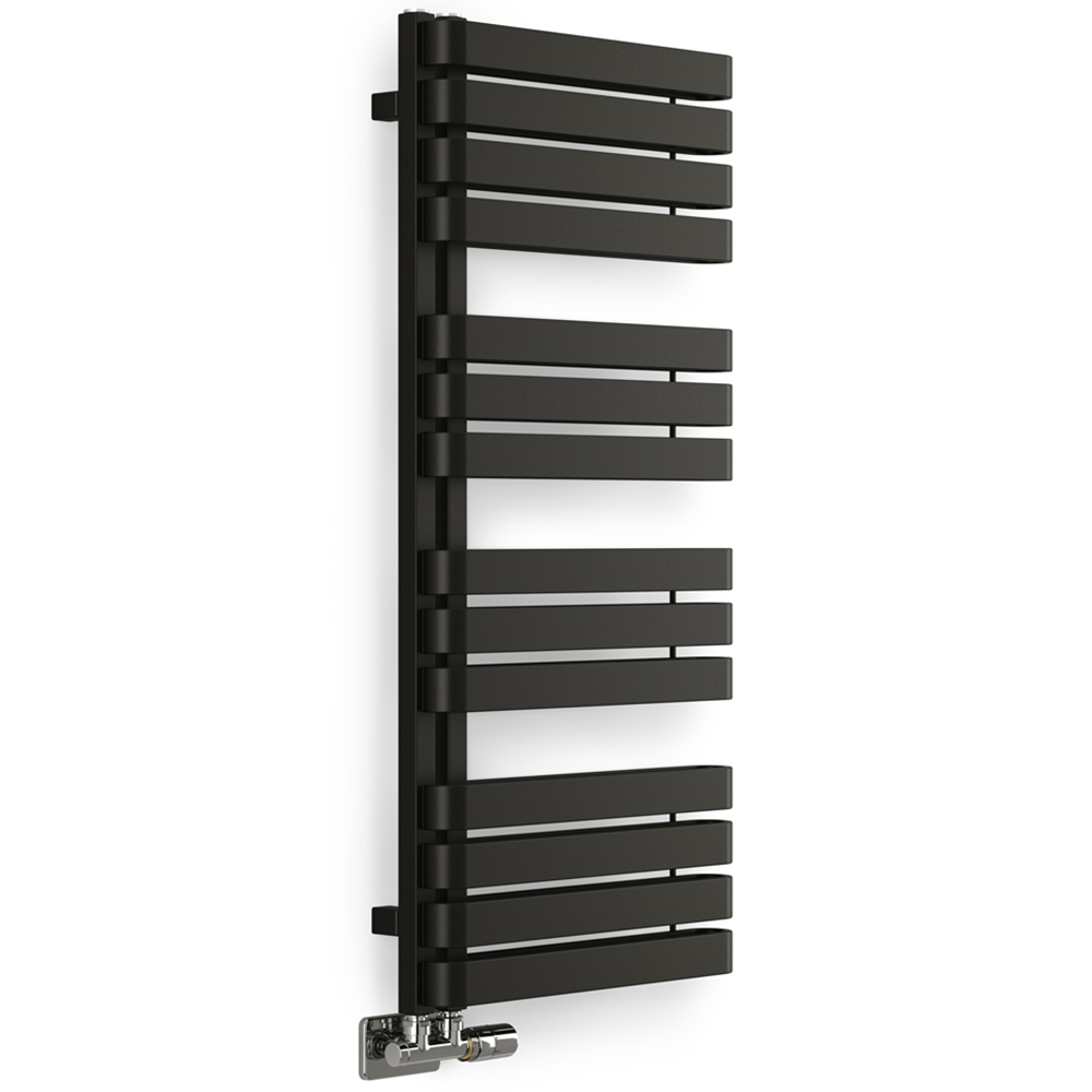 Terma Warp S Matt Black Heated Towel Rail 2605 BTU 1110 x 500mm Image 1