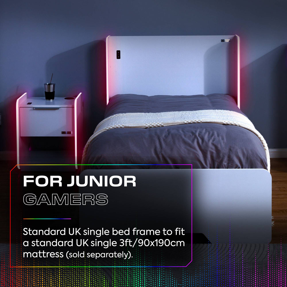 X Rocker Electra Single White RGB LED Gaming Bed with Storage and Neo Motion Sync App Control Image 4