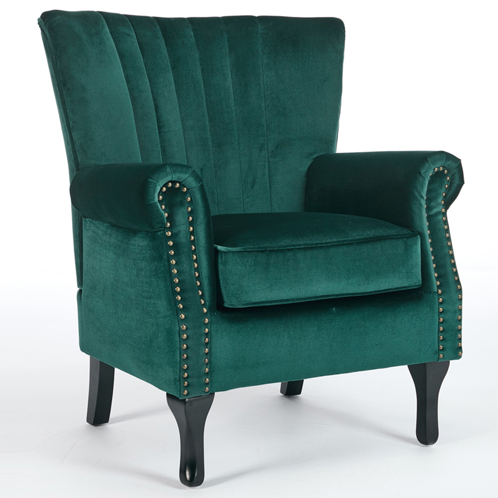 Furniture One Velvet Accent High Back Tub Chair Image 2