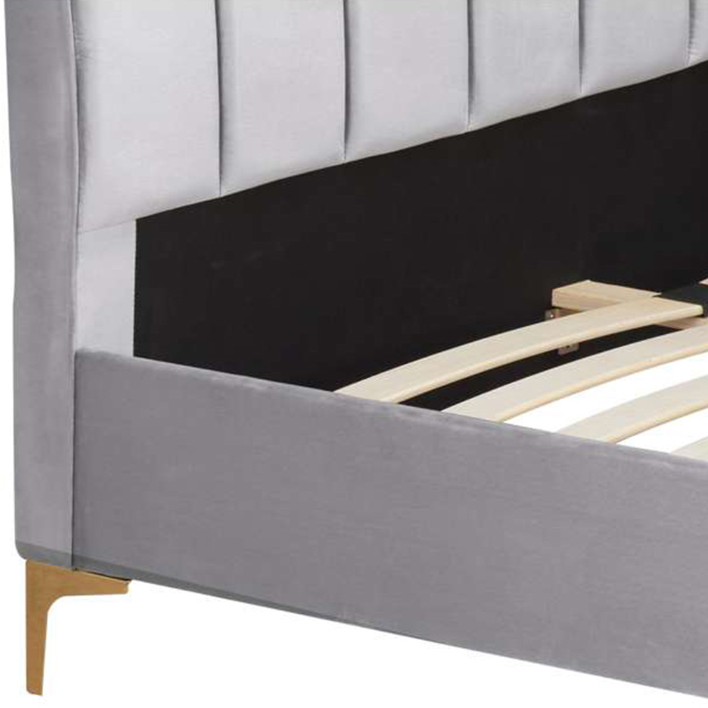 Clover Double Grey Velvet Bed Image 5