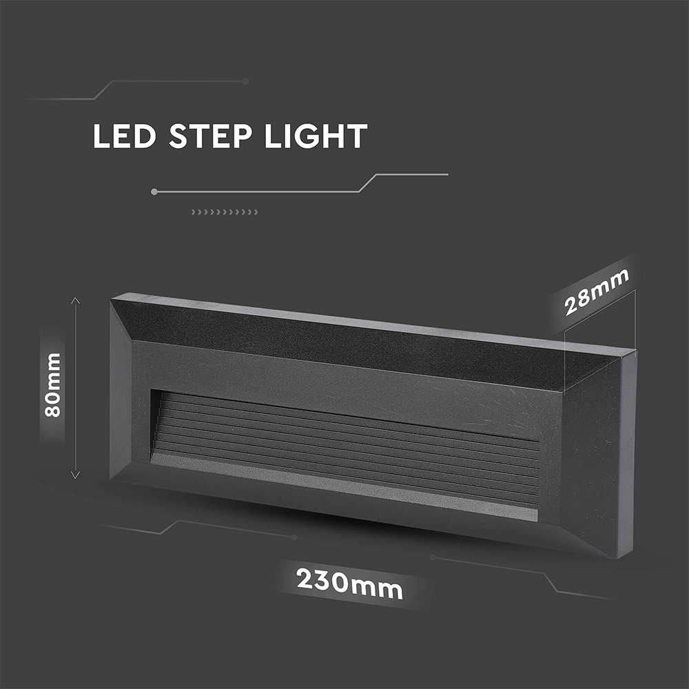 V-TAC 4 Pack 3W Black Rectangular Cool White LED Step Light Image 8