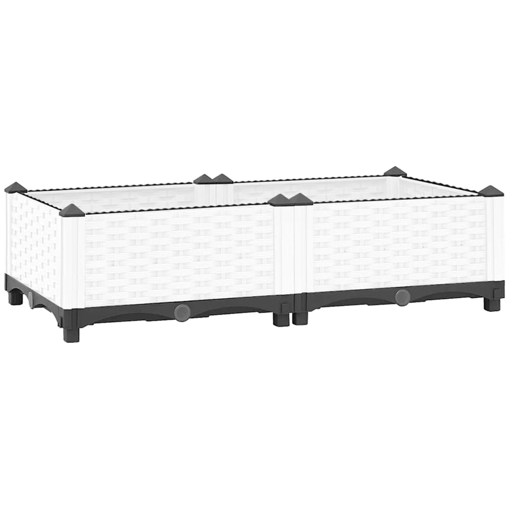 vidaXL White Polypropylene Raised Garden Bed 23 x 40 x 80cm Image 1
