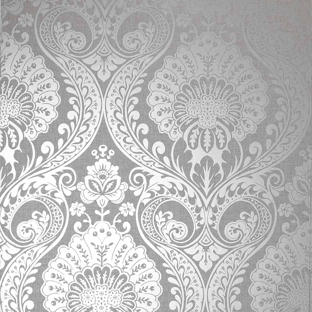 Arthouse Luxe Damask Silver Wallpaper Image 1