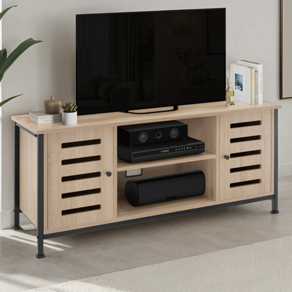 Tectake Carlow 2 Door 2 Shelf Sonoma Oak TV Stand Image 1