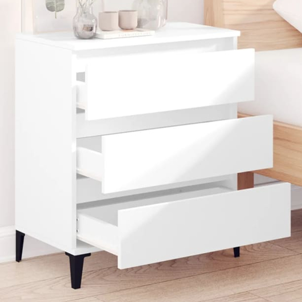 vidaXL 3 Drawer White Sideboard Image 1