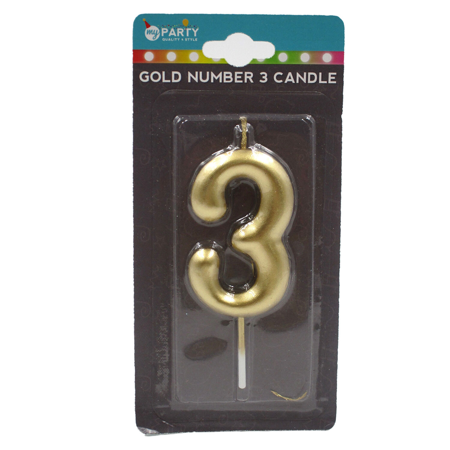 Gold Number Candle - 3 Image