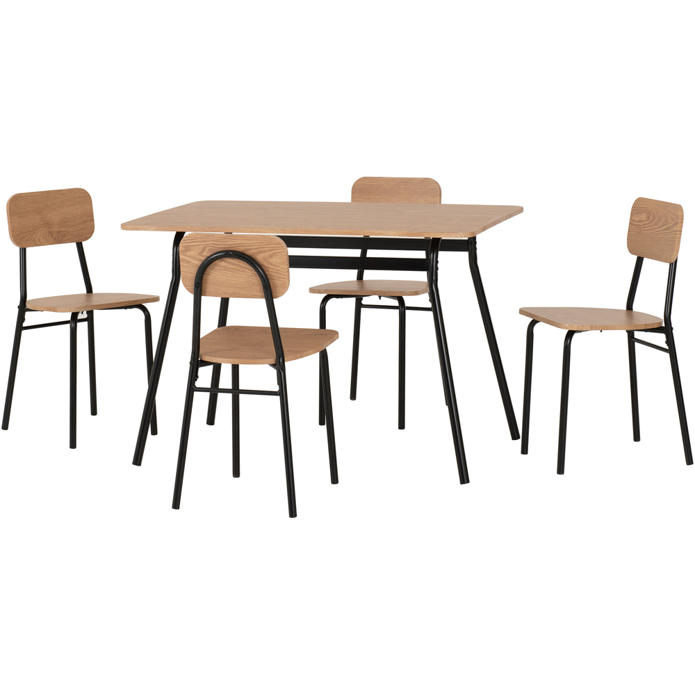 Seconique Warren Russet Oak Effect 4 Seater Dining Table Set Black Image 2