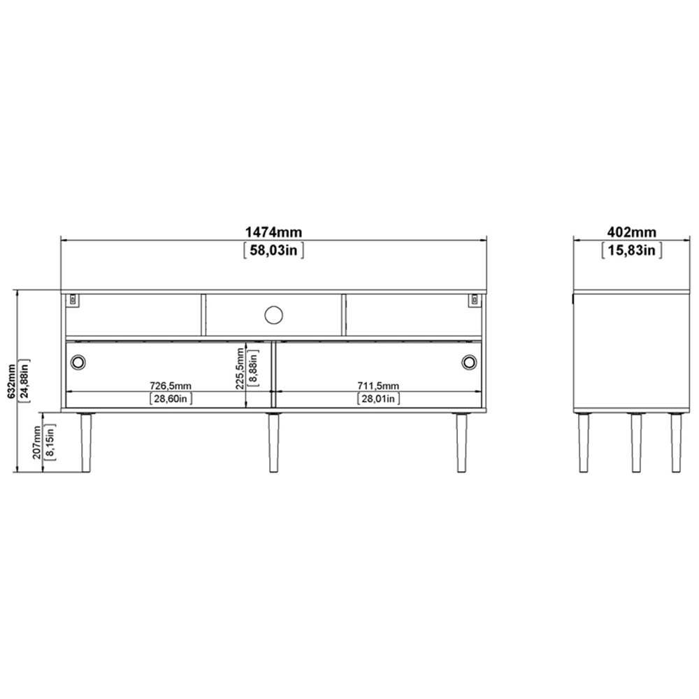 Florence Rome 2 Sliding Door Jackson Hickory Oak and Matt Black TV Unit Image 7