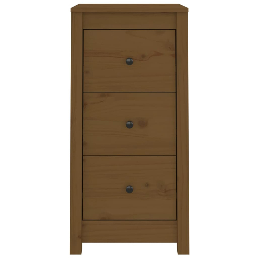 vidaXL 3 Drawer Honey Brown Solid Pine Wood Sideboard Set of 2 Image 5