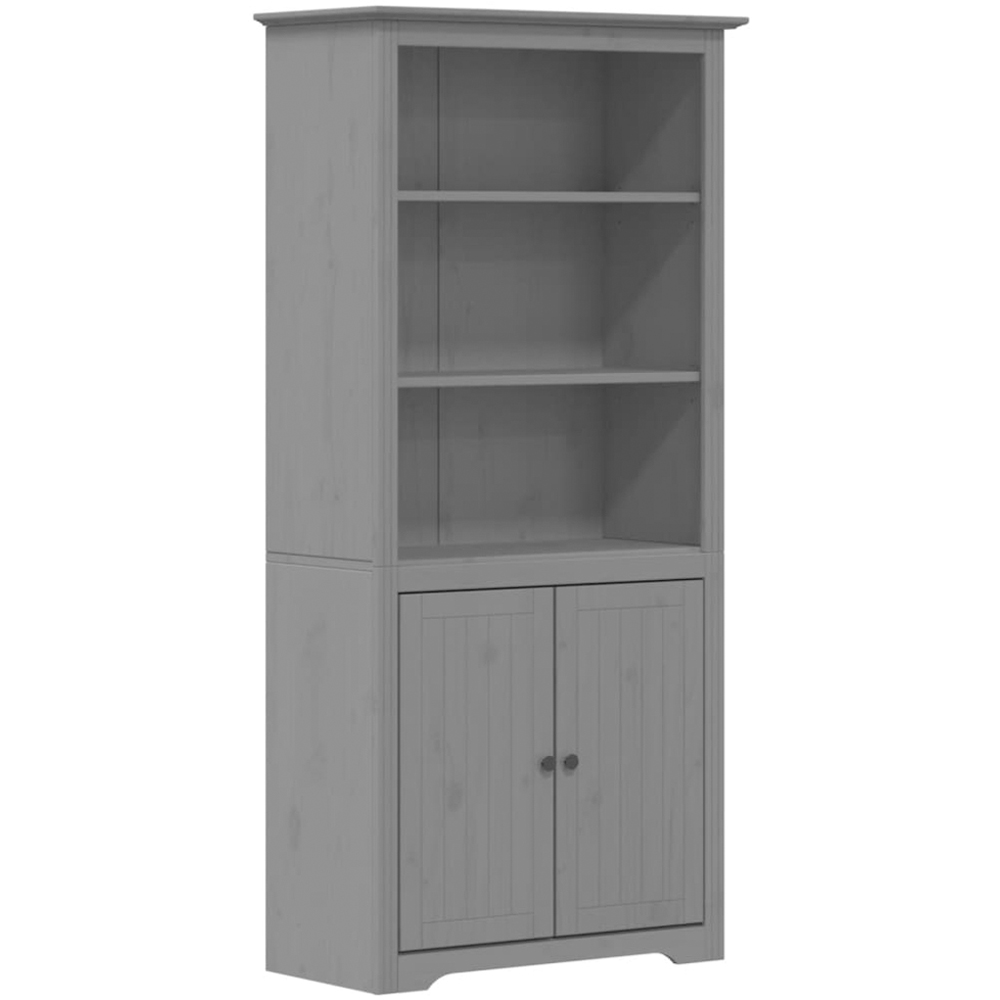 vidaXL 2 Door 3 Shelf Grey Pine Wood Bookcase Image 2
